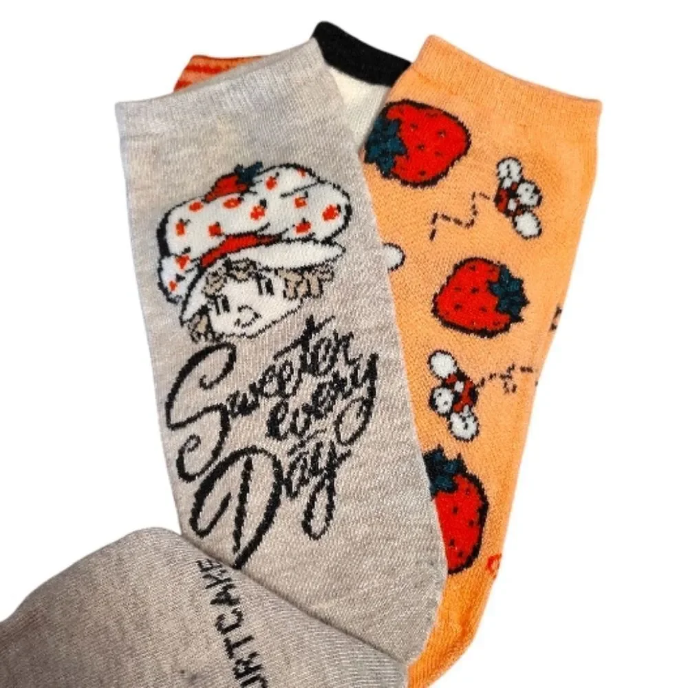 Strawberry Shortcake Colorful No Show‎ Printed Socks 5 Pairs NWT